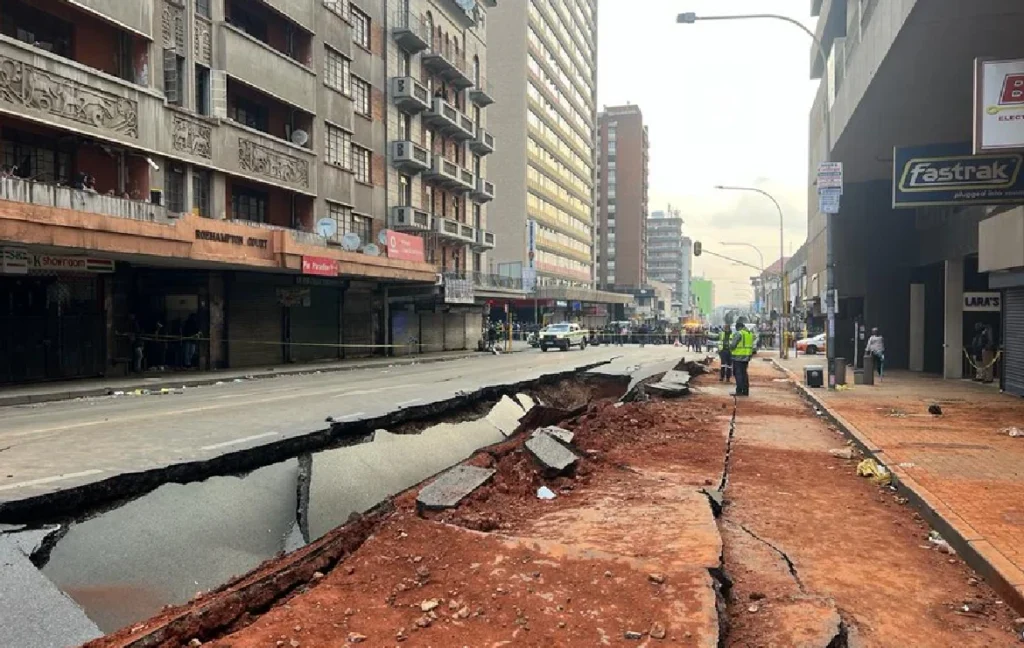 Lillian Ngoyi street completely destroyed from the underground gas explosion