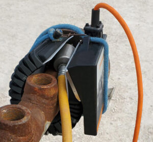 Radiographic testing on a steel pipe using the HPX-ARC digital radiography system