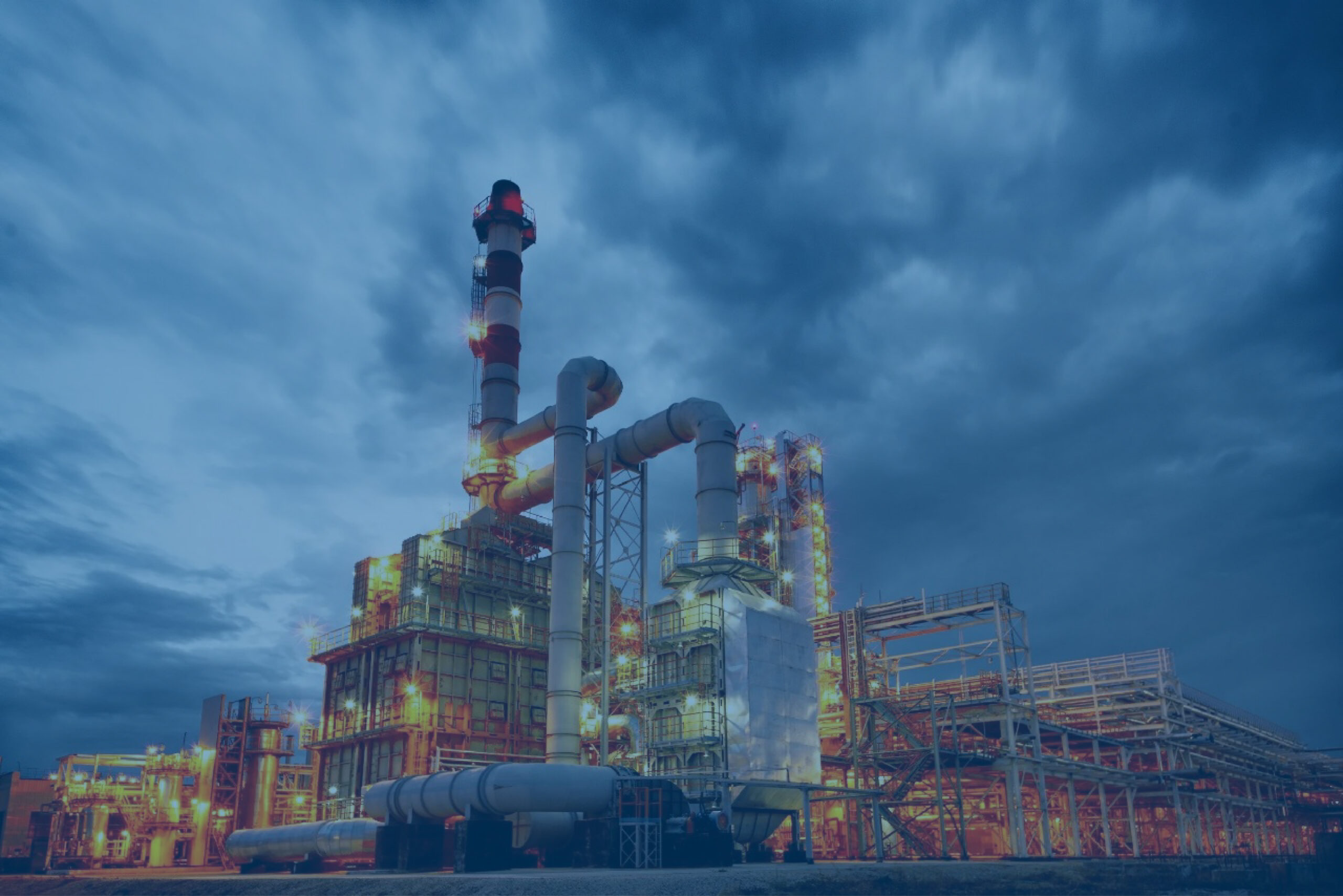 evening view of a petrochemical plant