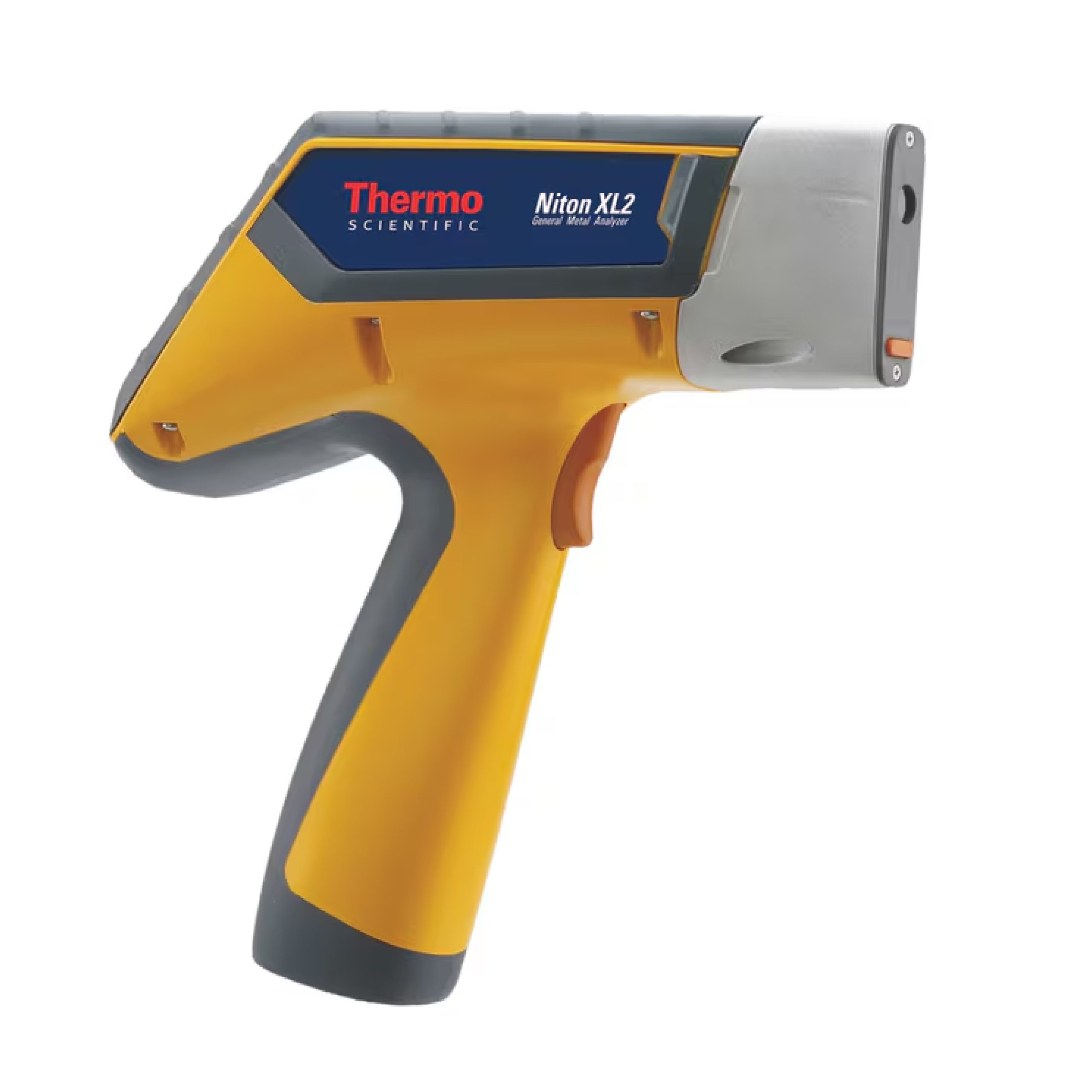 Thermo Fischer Scientific's handheld XRF general metal analyzer on a white background from the main angle