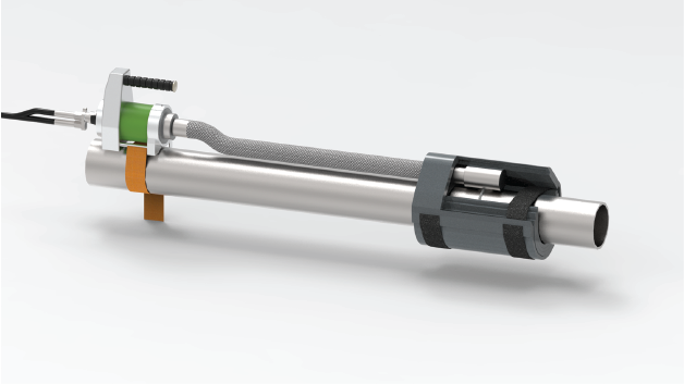 Contact shot using collimator and shielded guide tube